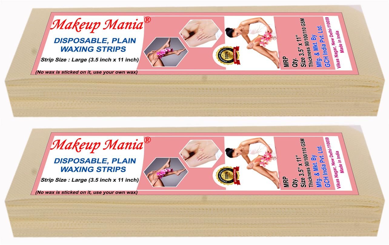 Makeup Mania 140 Pcs Large Size Waxing Strips, Non Woven Hair Removal Plain Waxing Strips – Ivory 140 Pcs