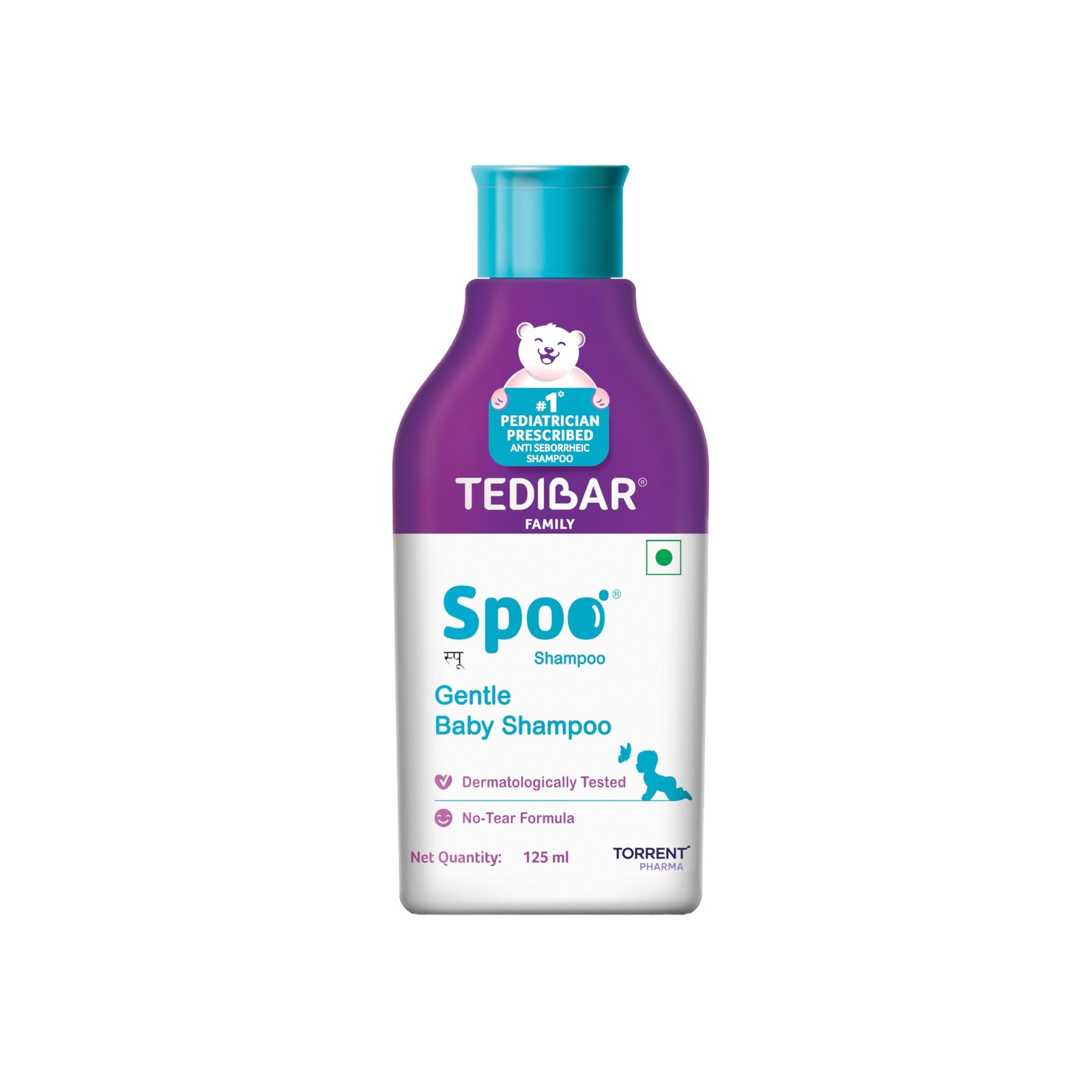 Spoo No-Tear Formula baby shampoo from Tedibar Family | Gentle on Scalp | No. 1 Pediatrician Prescribed * 125ml – By Torrent Pharma