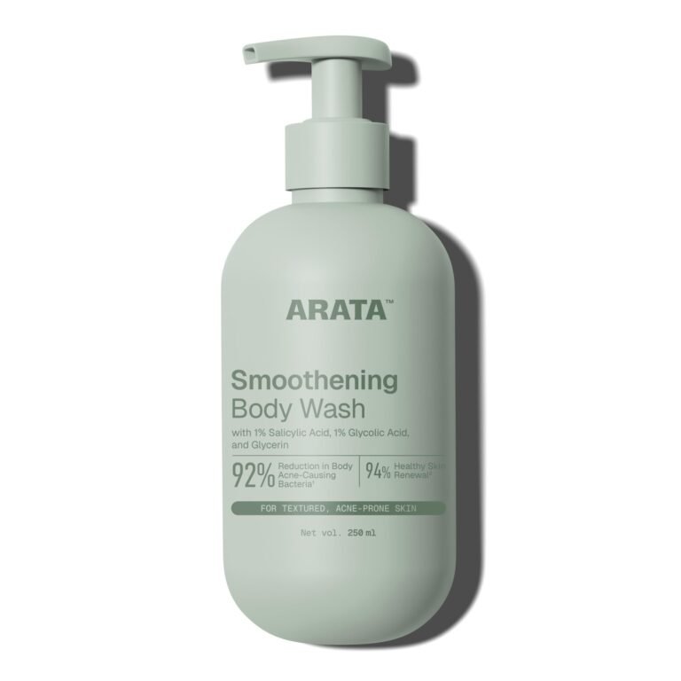 Arata 1% Salicylic Body Wash for Bacne & Dry Skin | 92% Reduction in Body Acne Causing Bacteria | Exfoliating Shower Gel for Rough & Uneven Skin | Scientifically Proven & Derma Tested | 250 ml