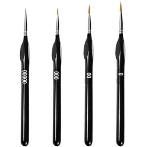 Nylon Fine Detail Paint Brush Set, 4 Pieces Professional Small Artist Paint Brushes Thin Brushes for Fine Detailing Acrylic Watercolor Oil Painting