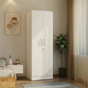 Wakefit Wardrobe for Bedroom | 1 Yr Warranty | Cupboard for Bedroom, Almirah, Wooden Wardrobe, Multi-Shelves Storage, Density:680–750 kg/m³, Free Installation from Brand (Twill – Frosty White)