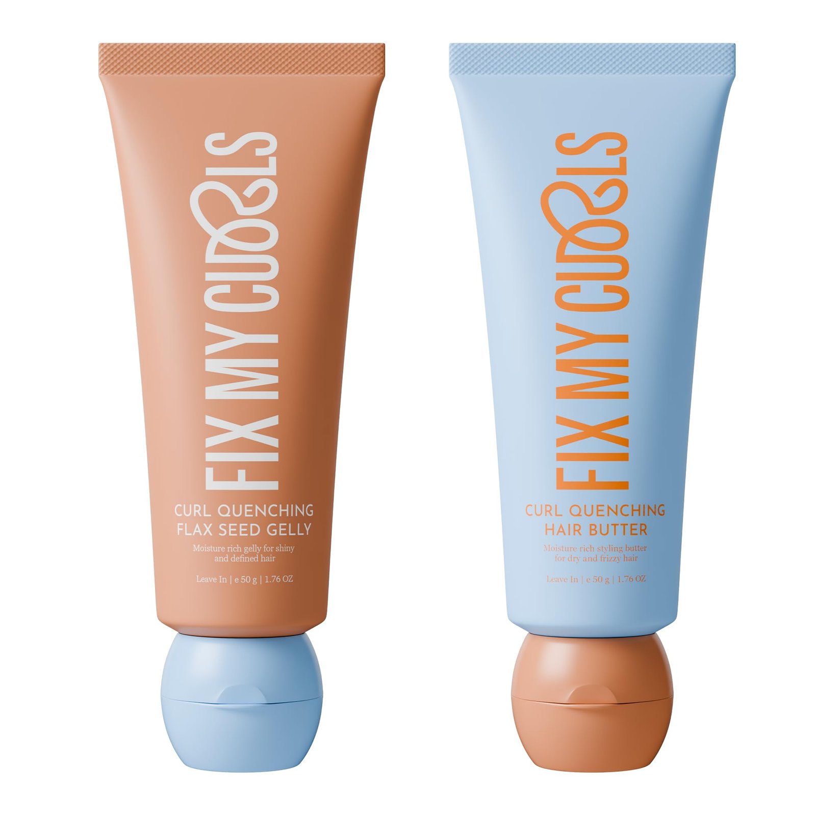 Fix My Curls Curl Quenching Moisture Styling Duo | For Curly, Wavy, Dry, Frizzy Hair | Enriched With Aloe Vera, Chia Seed, and Flax Seed | Silicone Free Curl Activator | Frizz Control | 50gm each