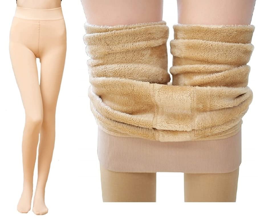 Alexvyan Footed Length (24 to 34 Waist) Stretchable Women Warm Thick Fur Lined Fleece Winter Thermal Soft Legging Tights Stocking – Slim Fit