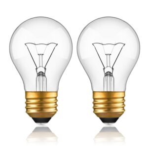 Appliance Oven Light Bulb, High Temp 300 °C Resistant,（2 Pack） A15/E26/120V/40 Watt Appliance Replacement Bulb for Refrigerator Over Stove Microwave Range Hood,Warm White