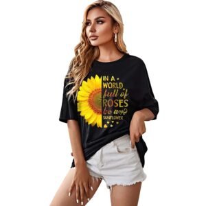 London Hills Women’s Casual Printed Round Neck Oversized Longline Drop Shoulder Boho Style T-Shirt