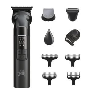 Zlade Jaws Alpha All-In-One Beard Trimmer for Men, 1200 mAh powerful battery with 150min runtime, USB C Ultra Fast Charging, IPX7 Waterproof full Washable Aluminium Body | 0mm to 10mm Precision Cutting | Smart Travel Lock and Digital Display with 3 Power Modes (Grey)