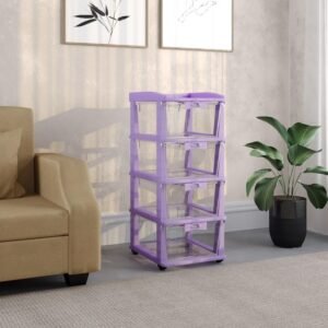 Nilkamal Chests of 4 Drawers CHTR24NT |Multi-Purpose Storage Organizer for Kids, School,and Home |Easy Assembly|Violet Colour