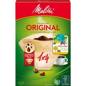 Melitta Original Coffee Filters Size 1×4, 80 Coffee Filters, for Filter Coffee Makers, Brown