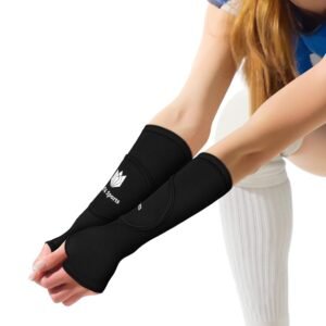 FitsT4 Volleyball Arm Sleeves- Passing Forearm Sleeves with Protection Pad and Thumbhole for Youth Women 1 Pair