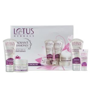 Lotus Herbals Radiant Diamond Cellular Radiance 5 in 1 Facial Kit with Diamond Dust & Cinnamon for All Skin Types 170g