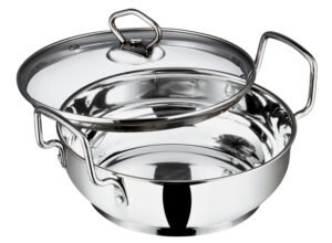 Vinod Stainless Steel Kadhai with Glass Lid 20 cm (1.7 Litre) | Extra Thick SAS Heavy Bottom Cookware | Induction & Gas Stove Compatible | Silver | 2 Years Warranty