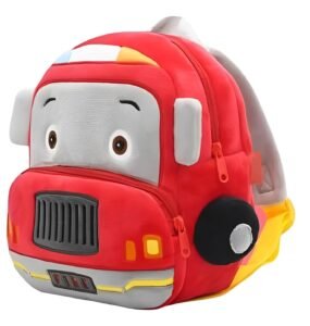 blue tree Cute Boy’s and Girl’s Plush Kids Bag Full Embroidery Designs Mini Travel Backpack (Fire Brigade) (2-5 Years)