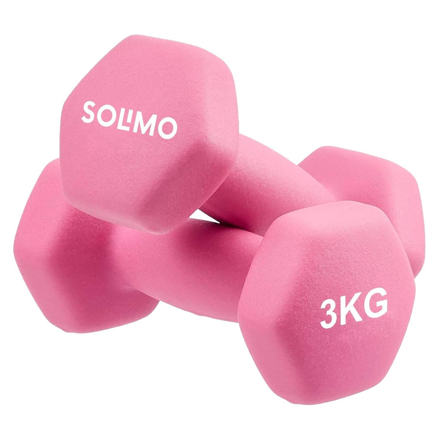 Amazon Brand – Solimo Neoprene Dumbbell 3 Kg, Set of 2 (Light Pink)