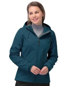 33,000ft Women’s Softshell Jacket, Fleece Lined Warm Jacket Light Hooded Windproof Coat for Outdoor Hiking