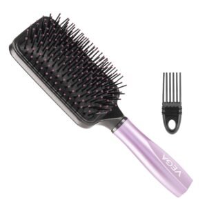 Vega Paddle Hair Brush with Cleaning Comb (India’s No.1* Hair Brush Brand) for Men & Women| Wide Detangler Brush for Long, Thick & Curly Hair | Smooth & Shiny Finish | Hair Comb for Men | (E18-PB)