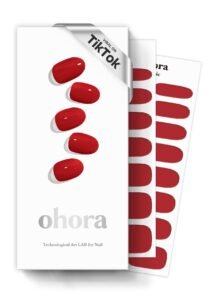 [N_Addict]Real Gel Nail Strip by ohora – 30pcs with Prep pad, Mini nail file, Wood stick, DIY Nail Art Starter Kit, No Glue, Non Soak-off – Full Color