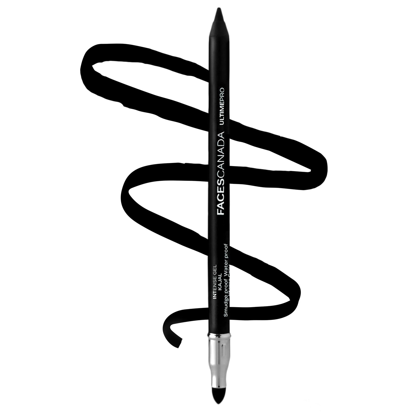 FACES CANADA Ultime Pro Intense Gel Kajal With Smudger & Sharpener – Black, 1.2 g | 24 Hr Long Stay | Waterproof & Smudgeproof | One Swipe Smooth Application | 3-in-1 Kajal, Eyeliner, Smokey Eyeshadow
