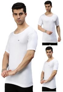 Lux Cozi Men’s Half Sleeve Vest Pack of 3 | Cotton Round Neck Vest for Men | White Cotton Banyan | Soft, Breathable & Lightweight Men’s Innerwear