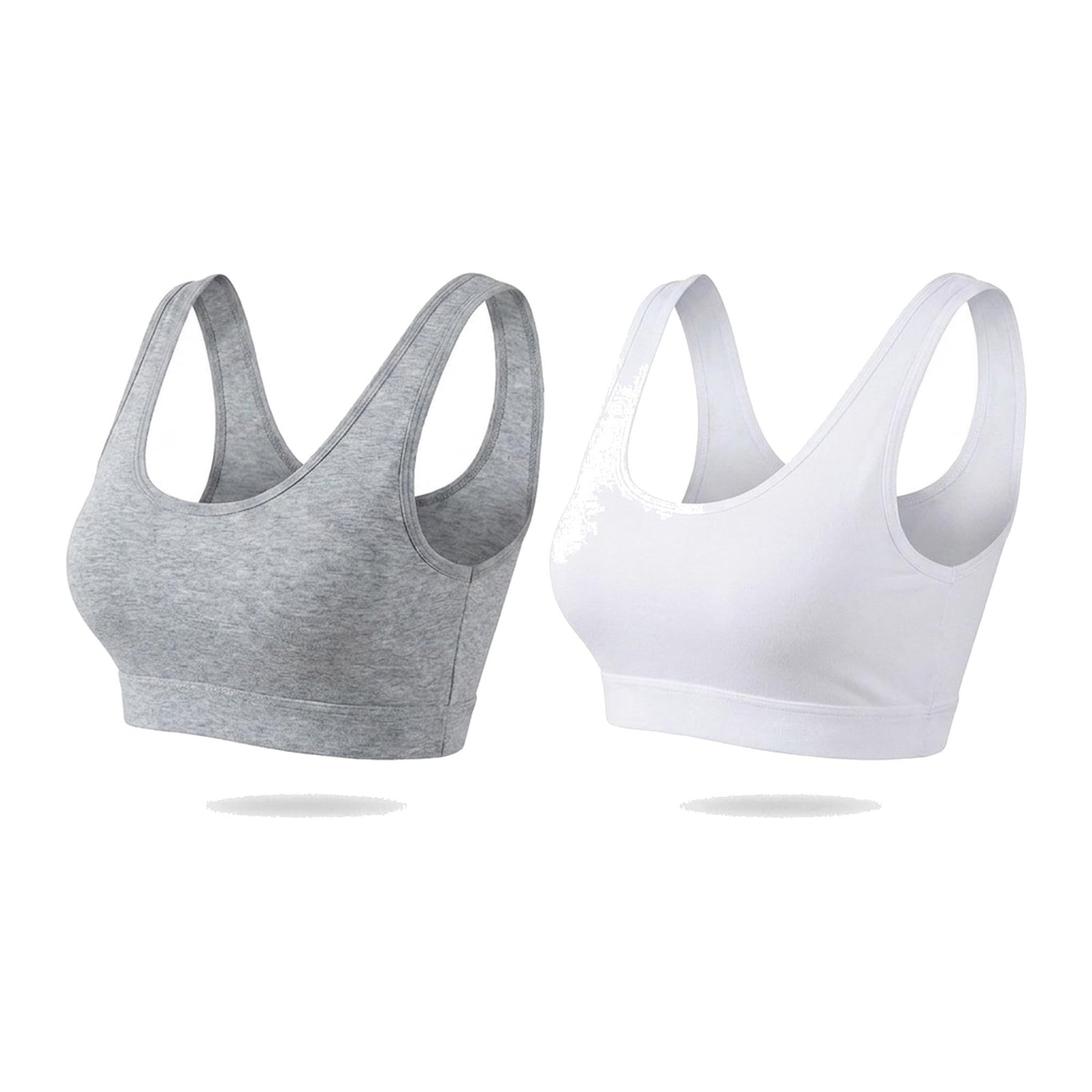 DChica Essentials Sports Bra for Girls (Pack of 2) Cotton Non-Padded Full Coverage Beginners Non-Wired T-Shirt Gym Yoga Workout Bra with Regular Broad Strap, Training Bra for Teenagers