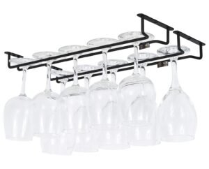 MBCARE Wine Rack Upside Down Hanging Wine Glass Holder | Wall Mounted Glass Organizer Stand | Hangers for Home, Bar, Hotel & café Cabinet -13x5x2.5-Inch, 2-Set