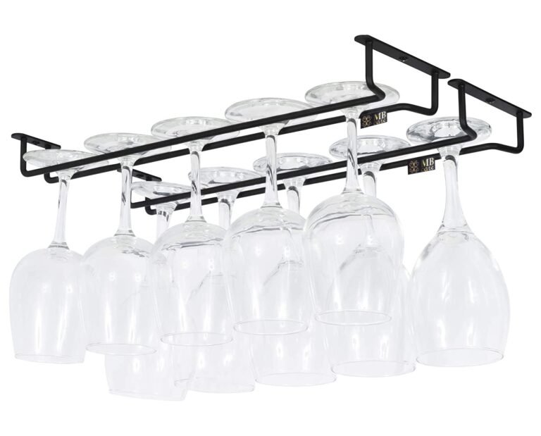 MBCARE Wine Rack Upside Down Hanging Wine Glass Holder | Wall Mounted Glass Organizer Stand | Hangers for Home, Bar, Hotel & café Cabinet -13x5x2.5-Inch, 2-Set