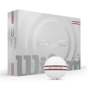 WILSON 2025 Duo Soft TRK360 Golf Balls – White/Red Stripe, 12 Balls