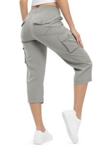 TBMPOY Womens Cargo Capris Hiking Lightweight Pants Quick Dry Casual Outdoor Trip Loose Shorts Cropped Cotton 6 Pockets