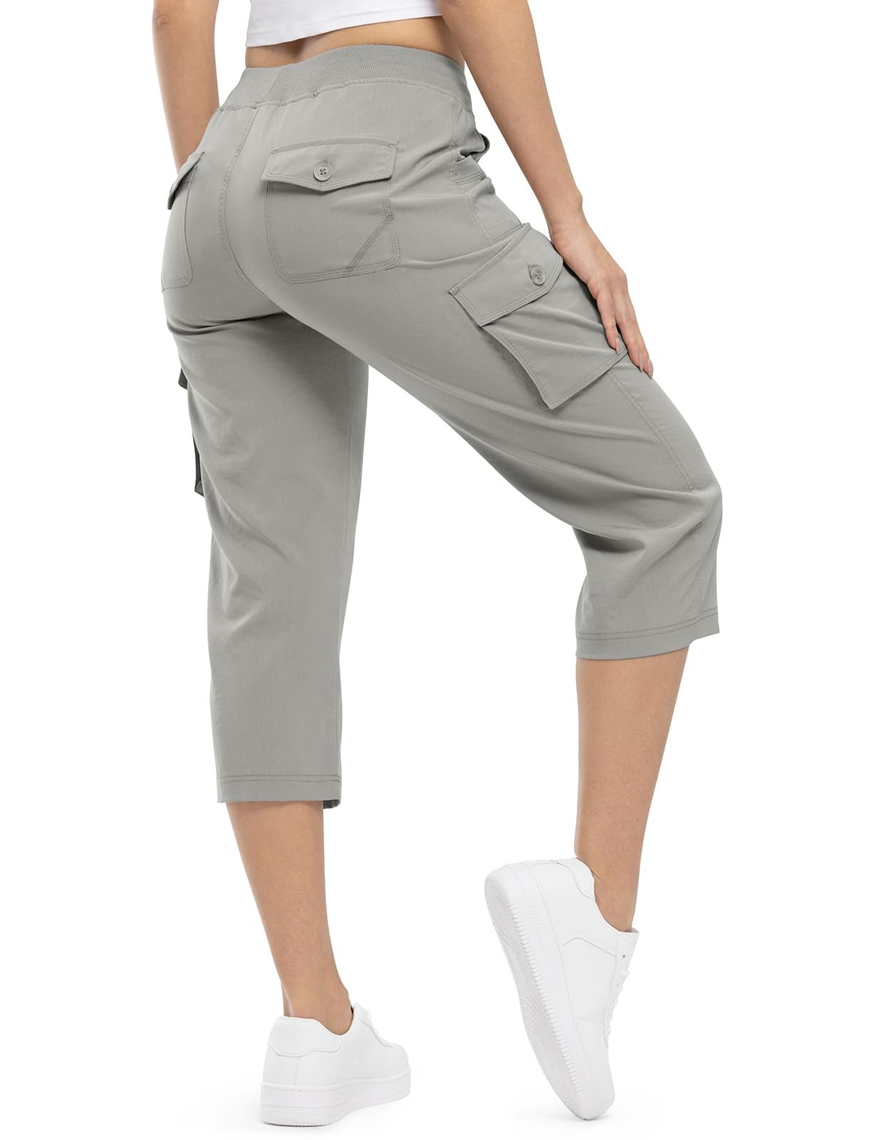 TBMPOY Womens Cargo Capris Hiking Lightweight Pants Quick Dry Casual Outdoor Trip Loose Shorts Cropped Cotton 6 Pockets