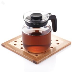 Borosil Carafe Flame Proof Glass Kettle with Inbuilt Strainer (Black, 1L)