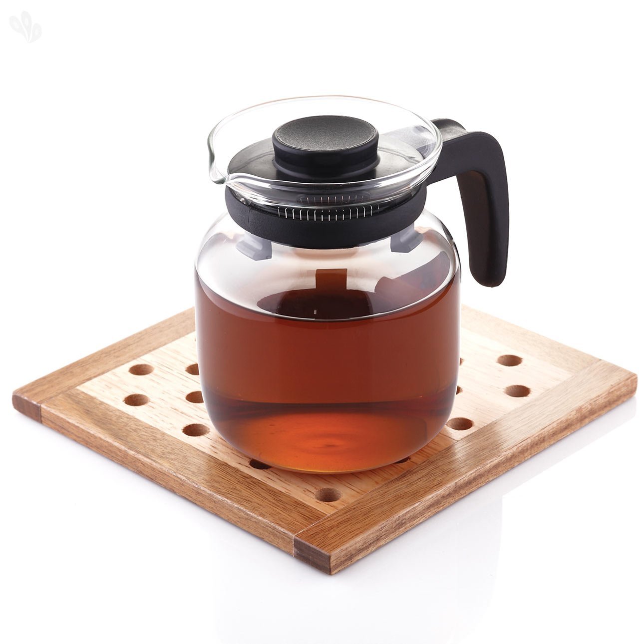 Borosil Carafe Flame Proof Glass Kettle with Inbuilt Strainer (Black, 1L)