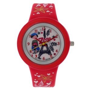 Zoop Analog Watch with White Dial & Red Strap for Girls Kids, from House of Titan – NT26006PP01W