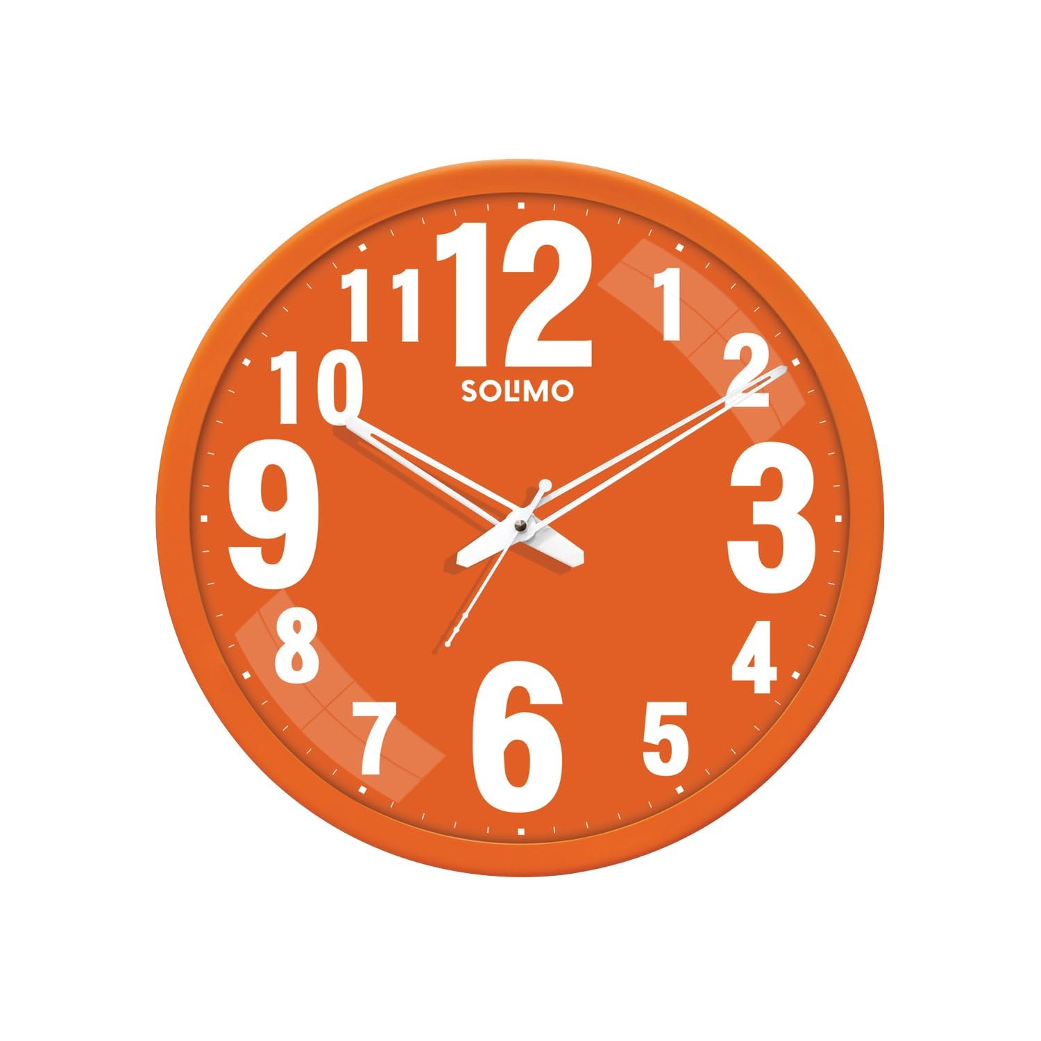 Amazon Brand – Solimo 12-Inch Bold Numeric with Silent Movement Modern Plastic Wall Clock – Orange, Analog