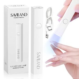 SAVILAND U V Light for Nails ââ‚¬â€œ Handheld U V Lamp for Gel Nails LED Nail Lamp Portable Mini Nail Dryer for Curing Gel Polish Nail Glue Gel USB Nail Art Flashlight for Home DIY Manicure Nail Art