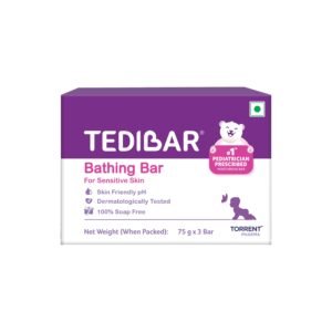 Tedibar Moisturising Baby Bathing Bar 75gx3 (Pack of 1) 100% Soap Free No. 1* Pediatrician Prescribed Moisturising Bar – By Torrent Pharma