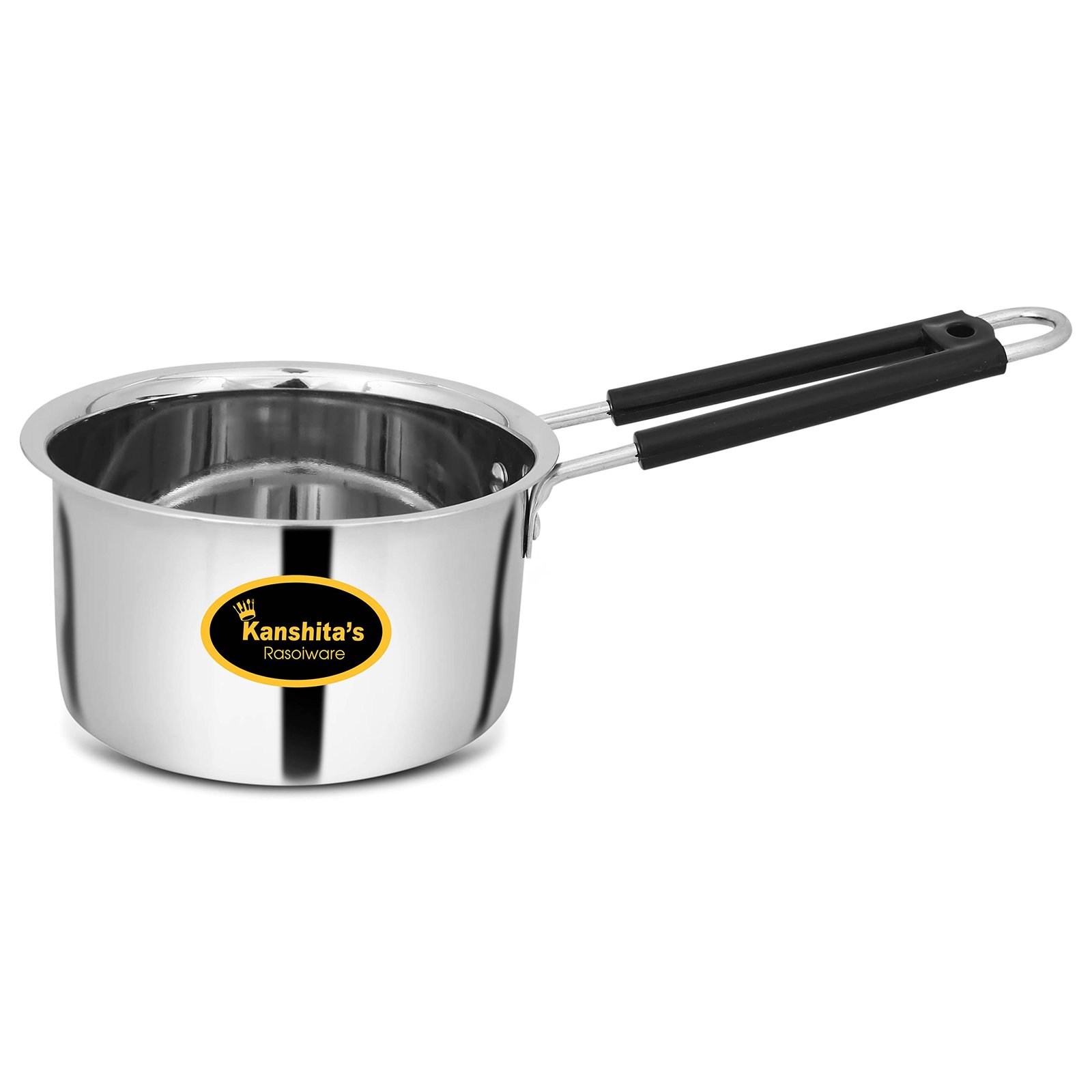 Kanshita’s Rasoiware Heavy Gauge Stainless Steel Milk Pan/Saucepan/Tea Pan/Milk Pot/Sauce Pot (Induction Compatible), 1 Liter, 16 cm, Silver