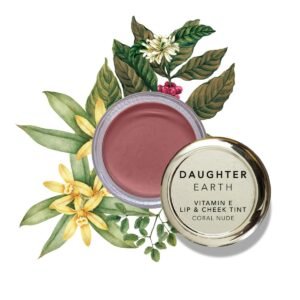 DAUGHTER EARTH Vegan Lip and Cheek Tint | Matte Natural Blush for Women | Lip Tint with Vitamin E | Nourishing Cheek Tint, 4.5g – Coral Nude
