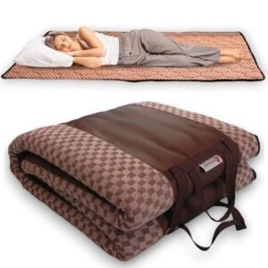 Sleepezee Foldable Mattress for Floor Sleeping, Premium Folding Mattress Soft PU Foam Cotton Single, Lightweight, Travel Friendly, Hostel & Home Sleeping, Easy to wash (Brown 72″X48″X1″)