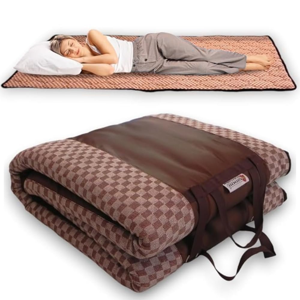 Sleepezee Foldable Mattress for Floor Sleeping, Premium Folding Mattress Soft PU Foam Cotton Single, Lightweight, Travel Friendly, Hostel & Home Sleeping, Easy to wash (Brown 72″X48″X1″)