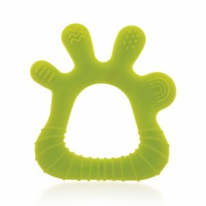 BeeBaby Finger Shape Soft Silicone Teether for 3+ Months with Storage Case, BPA Free Teething Toy for Babies with Textured Surface for Soothing Gums. 100% Food Grade (Finger – Green)