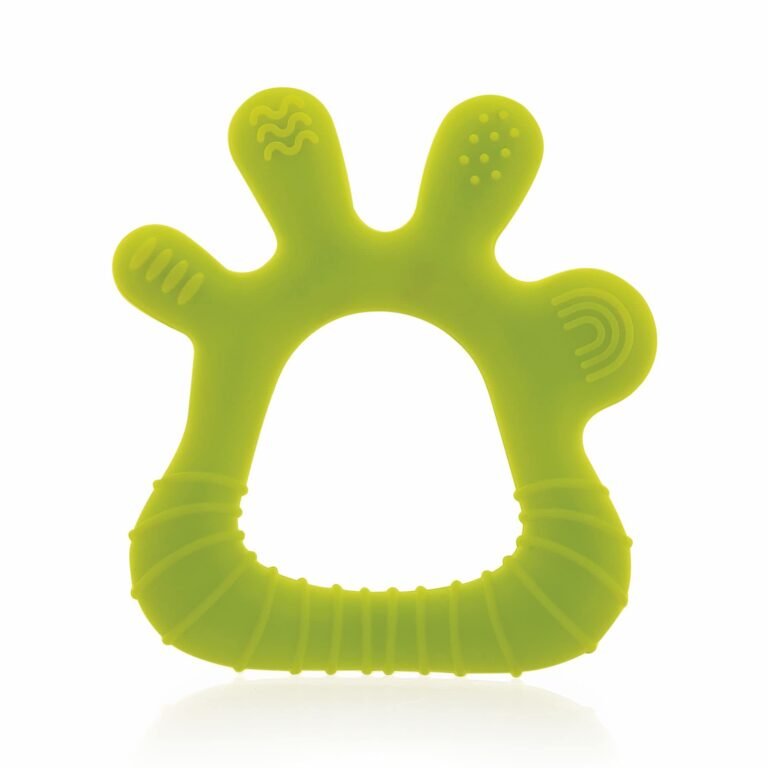 BeeBaby Finger Shape Soft Silicone Teether for 3+ Months with Storage Case, BPA Free Teething Toy for Babies with Textured Surface for Soothing Gums. 100% Food Grade (Finger – Green)