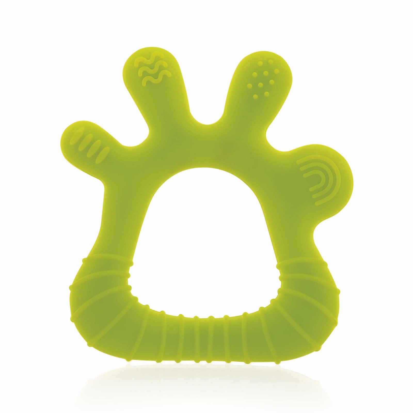 BeeBaby Finger Shape Soft Silicone Teether for 3+ Months with Storage Case, BPA Free Teething Toy for Babies with Textured Surface for Soothing Gums. 100% Food Grade (Finger – Green)