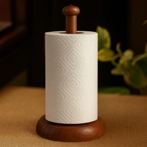 Vintageware® Handcrafted Wooden Kitchen Tissue Paper Roll Stand Holder, Foil Holder (Gem Top) | Kitchen Accessories, Towel Roll Stand Holder, Napkin & Tissue Dispenser Holder Stand (Mango Wood)