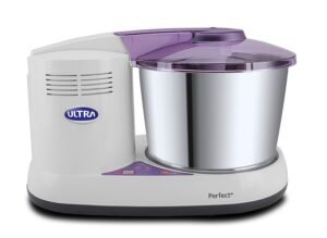 Ultra Perfect+ 2 Litre Table Top Wet Grinder – White | Digital Timer – Fast Grinding Conical Stones, 150W Motor & 10 Years Warranty | AISI 304 Food-Grade SS Multi Utility Dish Type Drum, CE Certified