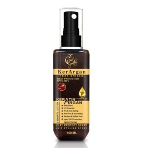 Just Peachy KerArgan Heat Protect Spray with Keratin & Argan Oil | Heat Protection up to 230°C | Anti-Frizz, UV & Thermal Protection | Hair Styling Spray for Smooth, Shiny & Frizz-Free Hair – 100ml