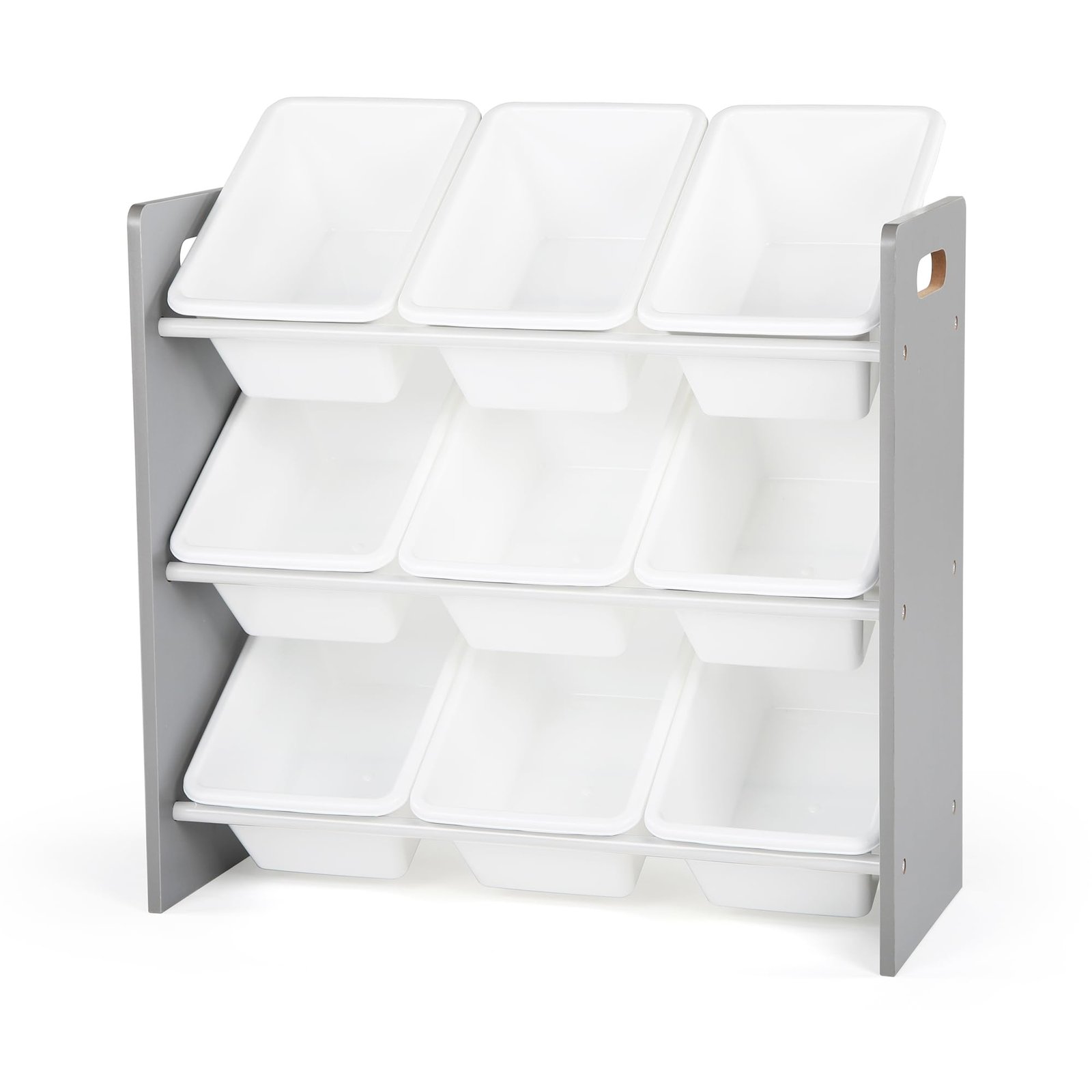 Humble Crew Children’s Wooden Toy Organiser with 9 Storage Boxes, Grey/White