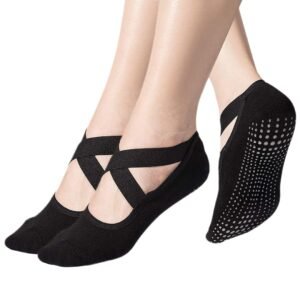 Womens Non Slip Padded Cotton Barre Yoga Pilates Ballet Socks with Grips