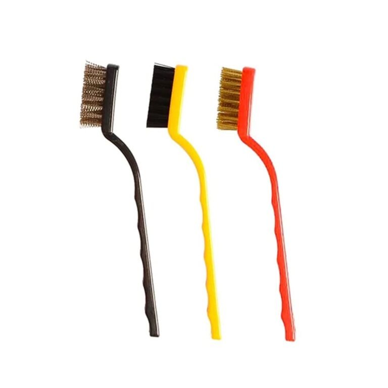 Sulfar 3 Pc Mini Wire Brush Set (Brass, Nylon, Stainless Steel Bristles)