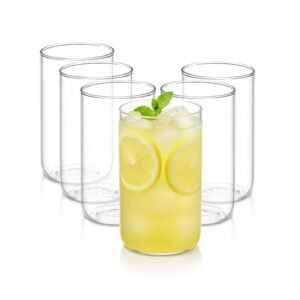 AGARO Elite 300 ml Glasses Set of 6, Transparent Drinking Water Glass Set, Borosilicate Glass Tumbler for Water, Cold Drink, Juice, Flame Proof, Microwave & Dishwasher Safe, for Daily Use & Gifting