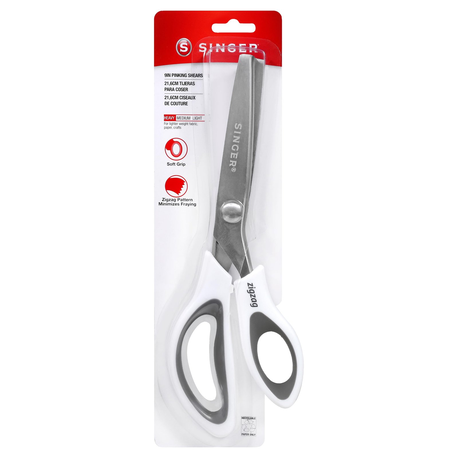 SINGER 9″ Pinking Shears – Zig Zag Scissors for Fabric White