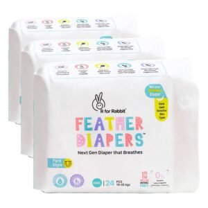 R for Rabbit Pant Style Feather Diaper XXXL Size for Baby 18+ kgs 24 Units (24 Count, Pack Of 3)